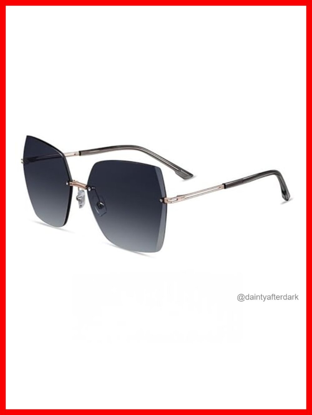 Rimless Oversized Square Sunglasses Polarized UV400 Lightweight Metal Frame